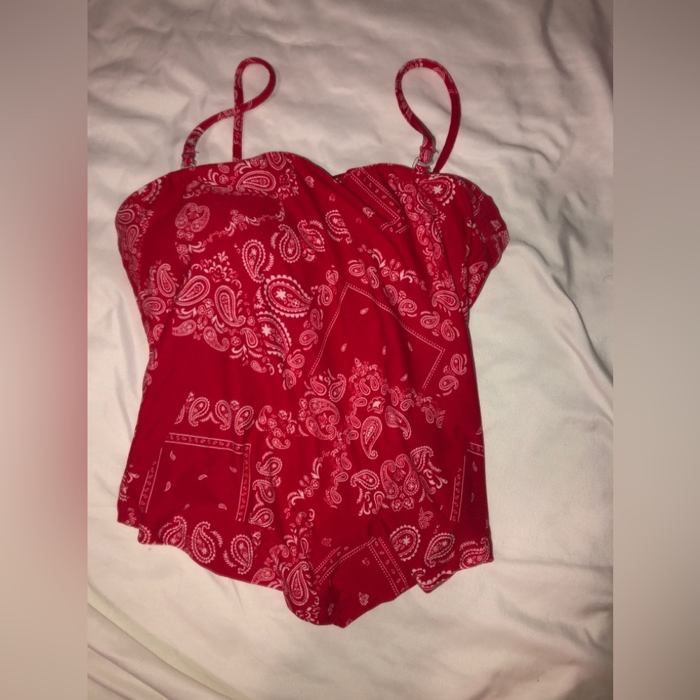 Red bandana crop top